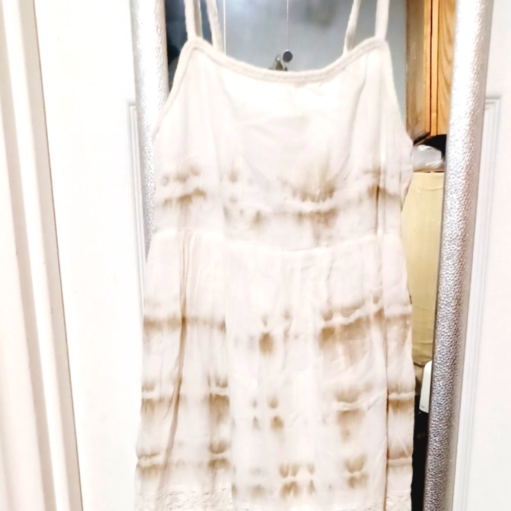 Elegant Cream and Brown Women's Dress